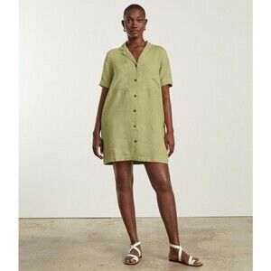 NEW Everlane 100% Linen Workwear Short Sleeve Shirt Dress Pistachio Green Small